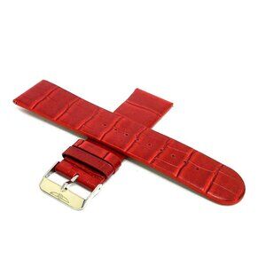 Invicta Watch Replacement Band Red Leather 26mm Lug Silver Tone Steel Cl…